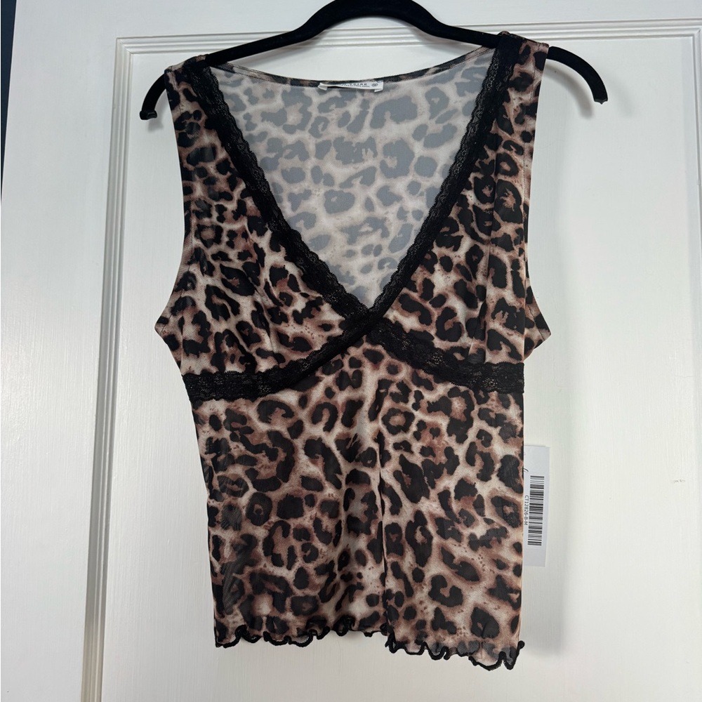 12th Tribe Leopard Print Mesh Top
